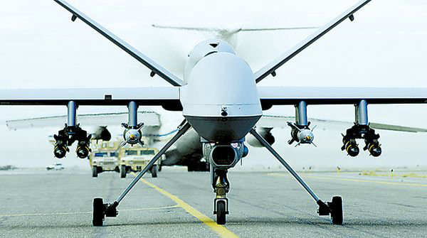 資料圖：懸掛武器的美軍捕食者無(wú)人機(jī)。