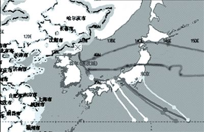 中國環(huán)保部發(fā)布的模擬軌跡圖。
