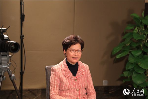 香港特別行政區(qū)行政長官林鄭月娥在北京接受人民網(wǎng)專訪。人民網(wǎng)記者 賈文婷攝