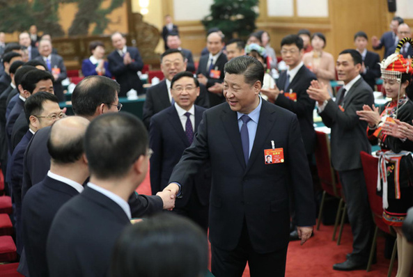2019年3月10日下午，習(xí)近平參加十三屆全國(guó)人大二次會(huì)議福建代表團(tuán)的審議。